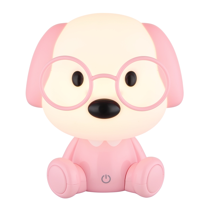 Globo 21761P - Luz nocturna infantil LED recargable y regulable PUPPY 1 W/5 V 500 mAh rosa